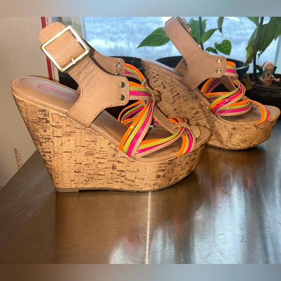 Candie's Shoes - Candies strappy rainbow wedges size 7.5 NWT